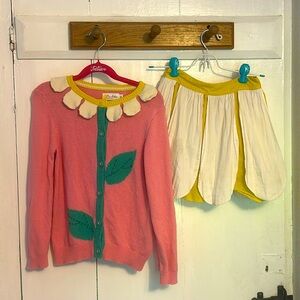 Mini Boden Flower Petal Sweater and matching flower petal skirt